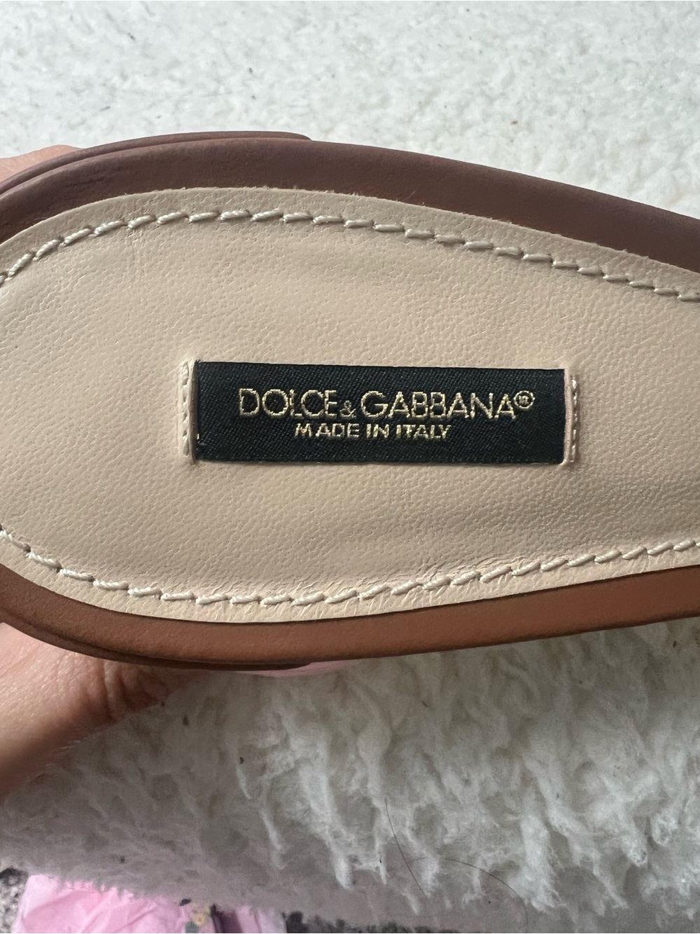 Dolce & Gabbana Brown Leather Slide Sandals - Picture 13 of 15